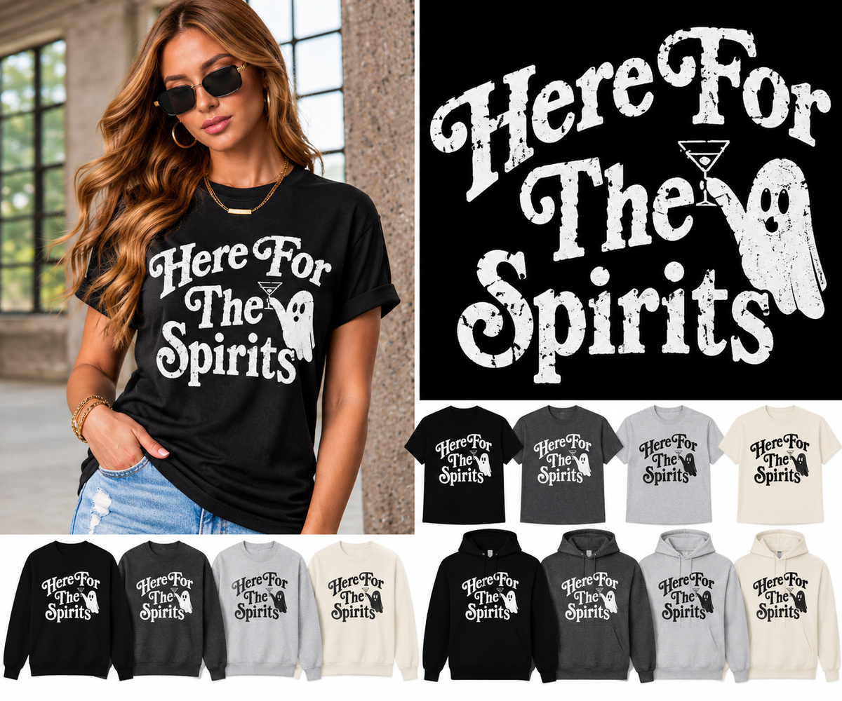 Womens Retro Halloween Here for the Spirits