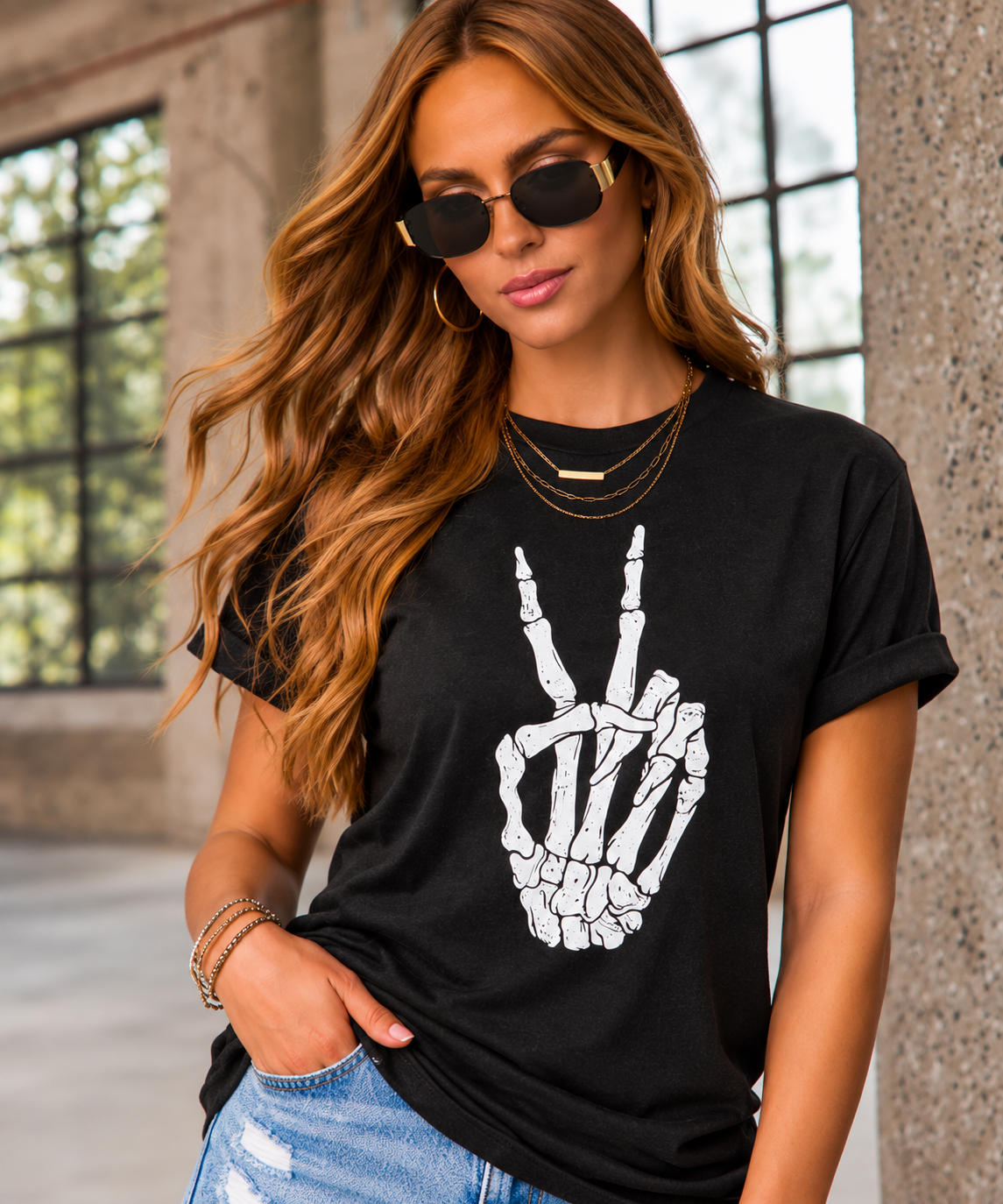 Skeleton Peace Sign