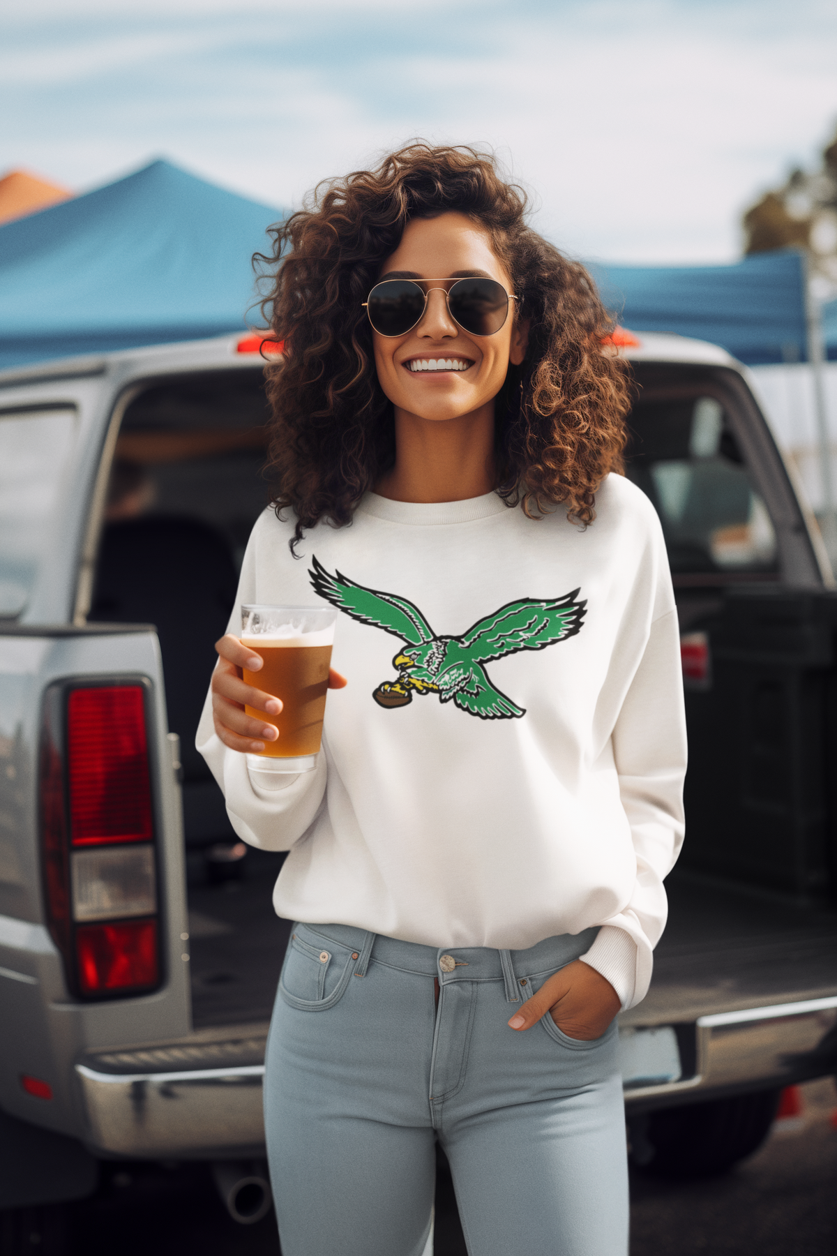Philadelphia Football, Game Day Crewneck Sweatshirt, Old School Bird High Quality