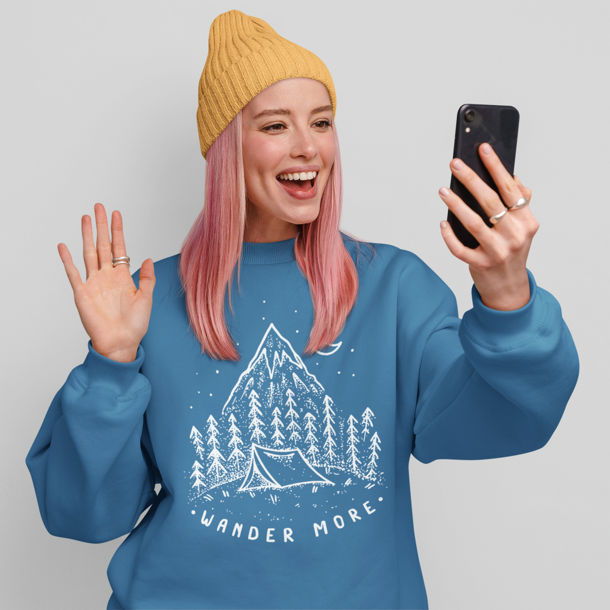 Wander More Crewneck Sweatshirt, Wanderlust Shirts, Mountain Shirt, Nature Lover Gift, Camping Girls Shirt, Family Camping Shirt, Hiking shirt