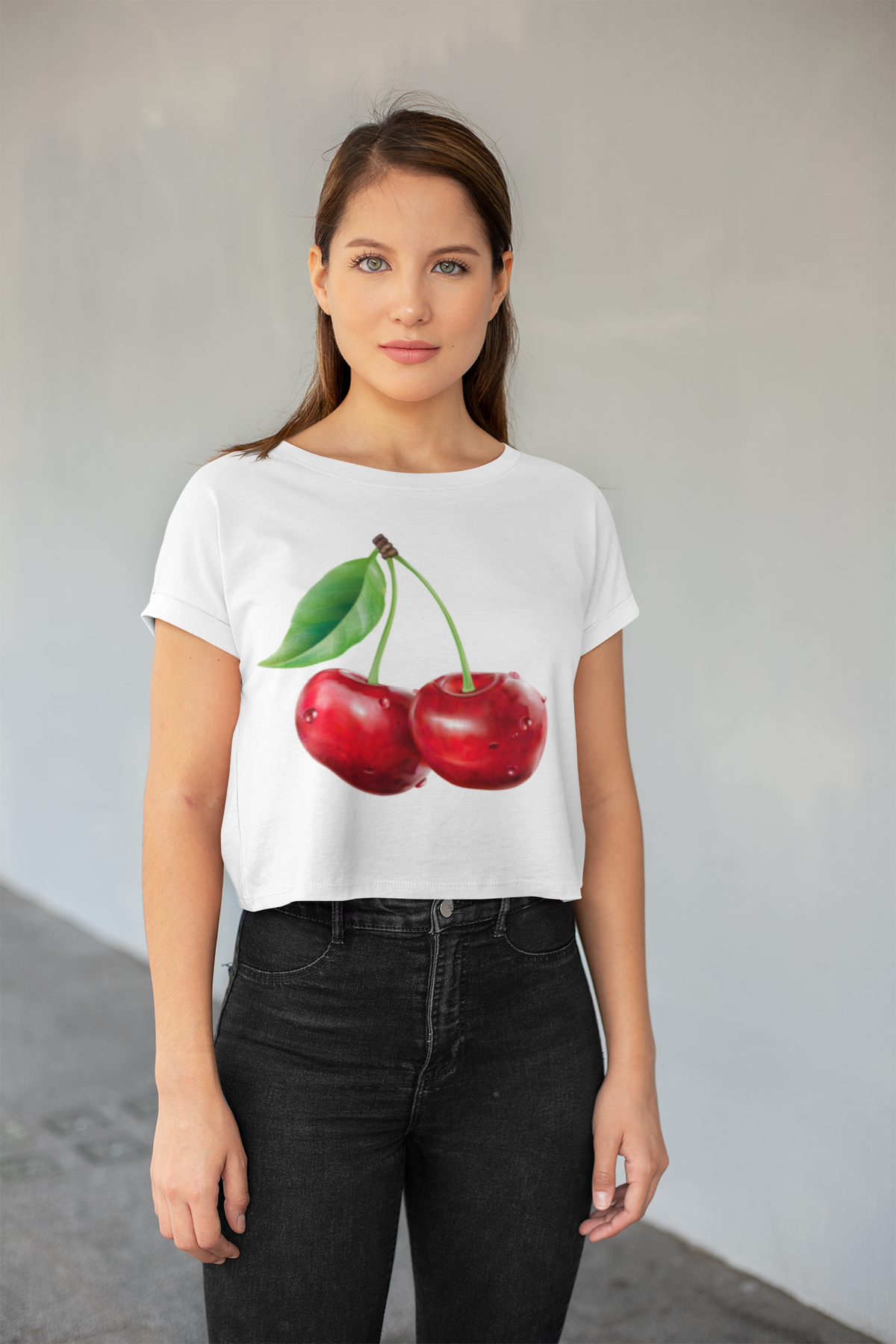 CHERRIES T-shirt Gift, Womens Crop Cropped Top