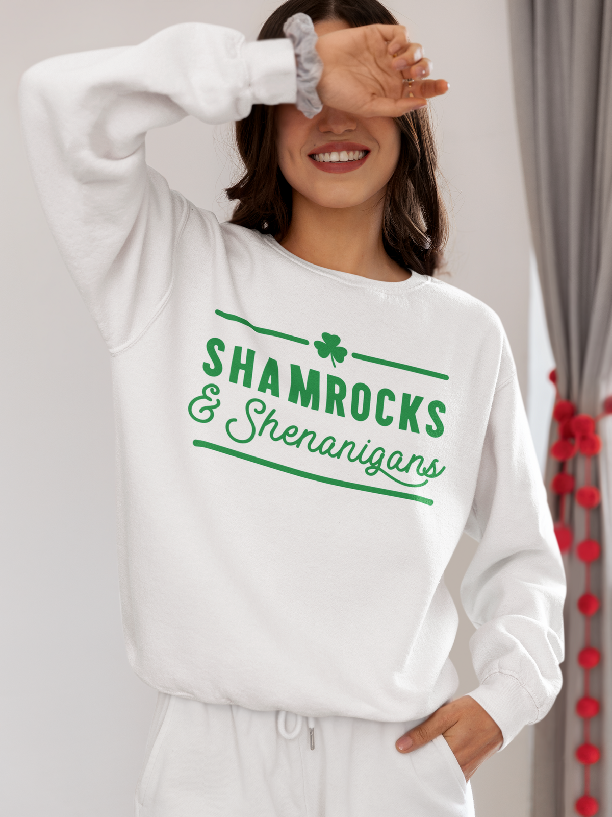SHAMROCKS AND SHENANIGANS Crewneck Sweatshirt St. Patty's Day Party