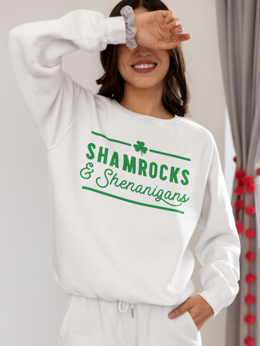 SHAMROCKS AND SHENANIGANS Crewneck Sweatshirt St. Patty's Day Party