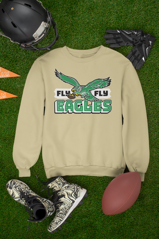 Philadelphia Football, Game Day Crewneck Sweatshirt, Fly Fly Old School Bird Gang High Quality