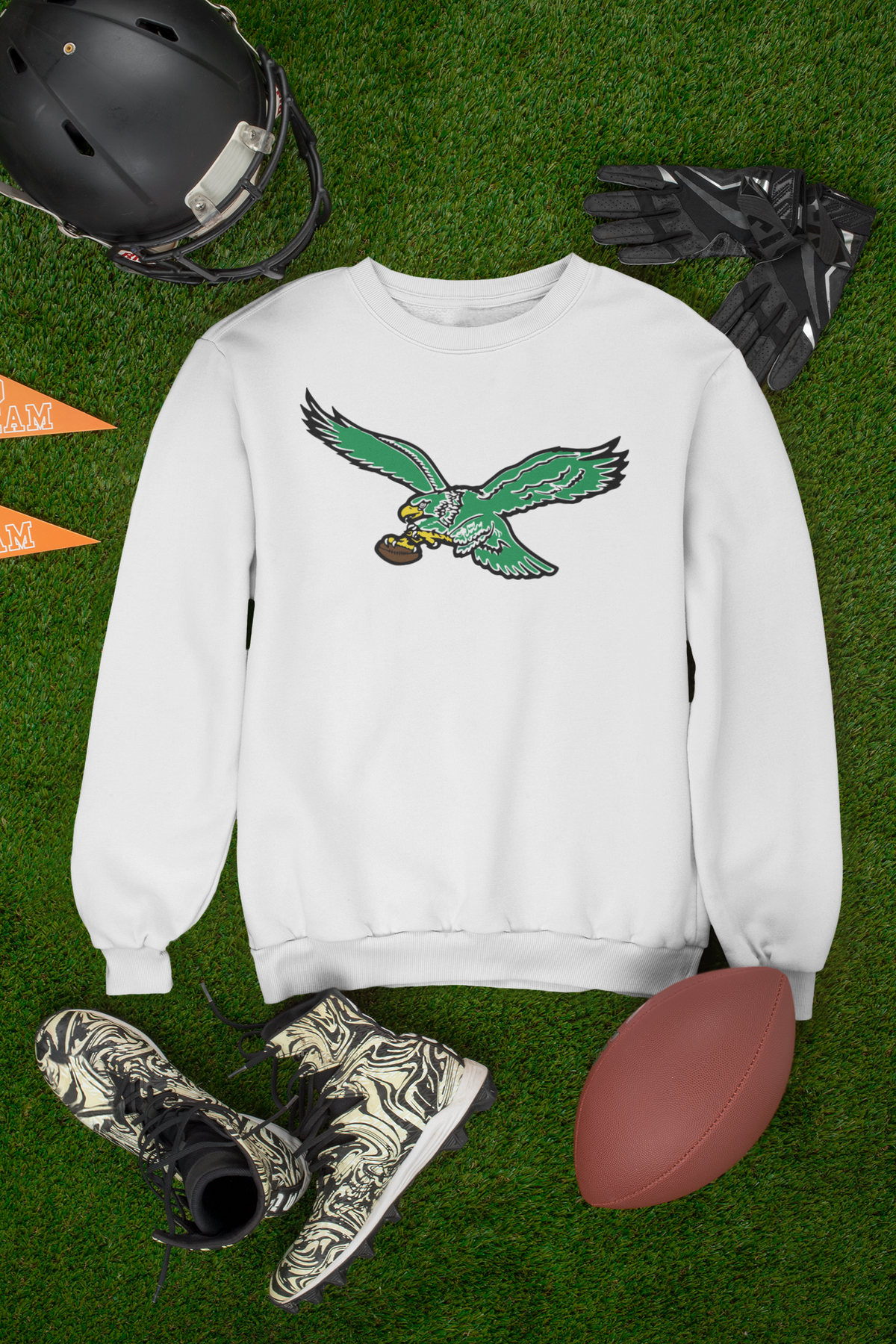 Philadelphia Football, Game Day Crewneck Sweatshirt, Old School Bird High Quality