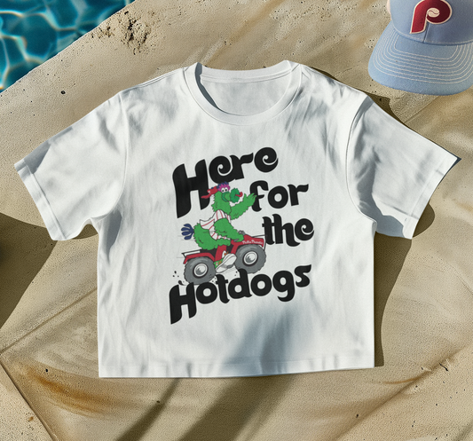 Philadelphia Baseball Phanatic Here for the Hotdogs T-shirt, Womens Crop Cropped Top