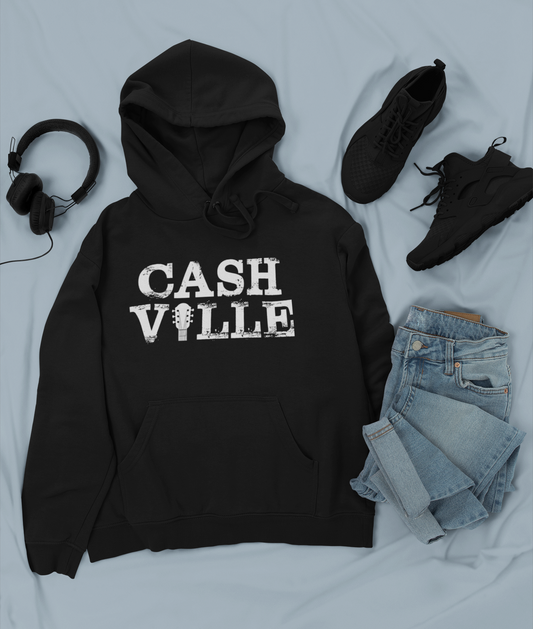 CASH VILLE Nashville Johnny Cash Hooded Sweatshirt, Heavy Blend Hoody