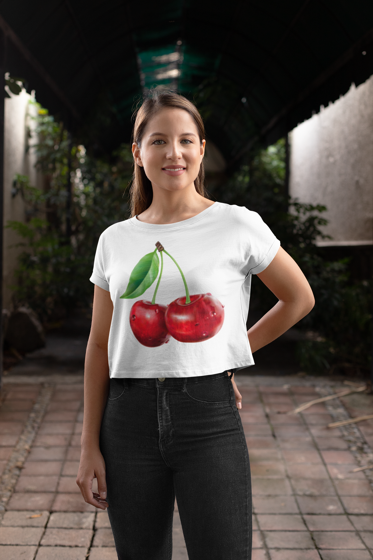 CHERRIES T-shirt Gift, Womens Crop Cropped Top