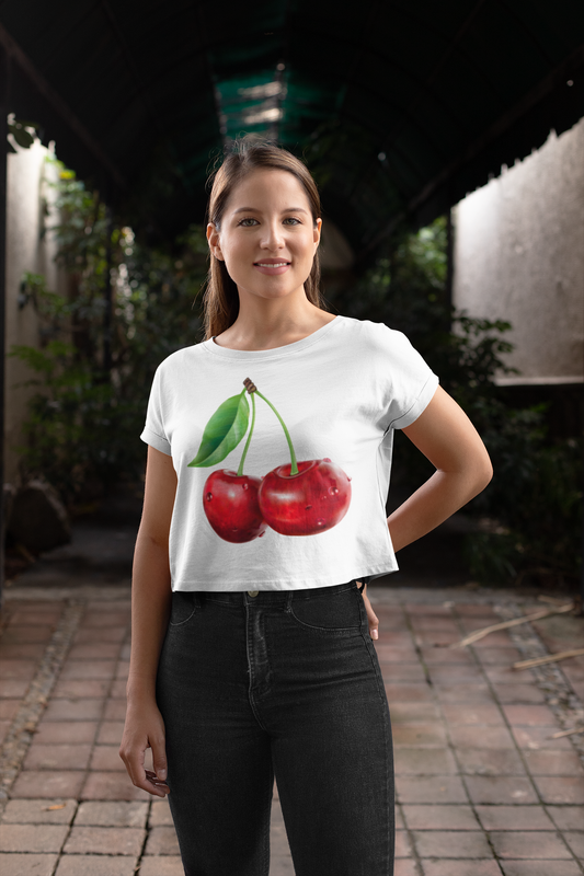 CHERRIES T-shirt Gift, Womens Crop Cropped Top